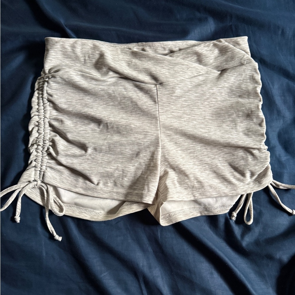 Shosho Light Gray Ruched Athletic Shorts